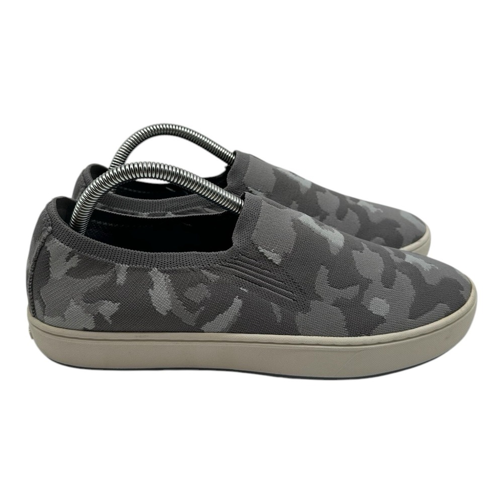 LL Bean Eco Bay Shoes Womens 9 Medium Gray Camo Knit Slip-On Stretch Sneakers